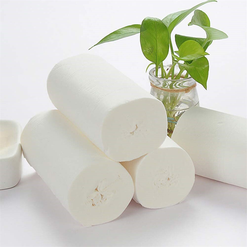 10Rolls Toilet Paper Household Bathroom Tissue Skin-friendly 4 Ply Towels Household Supplies Kitchen paper Health care