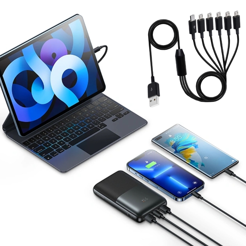 Usb 2.0 Type Een Mannelijk Naar 6 Micro Usb/Type C Mannelijke Splitter Y Data Sync Lading Connector Adapter Kabel 0.5M/1.5M