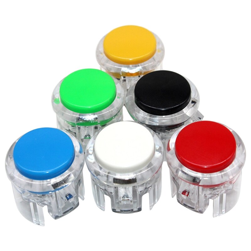 6PCS/Farben 30mm Arcade Game Push Button Transparent Kristall Taste 30mm Runde Taste Schalter Ersetzen Push taste T84D