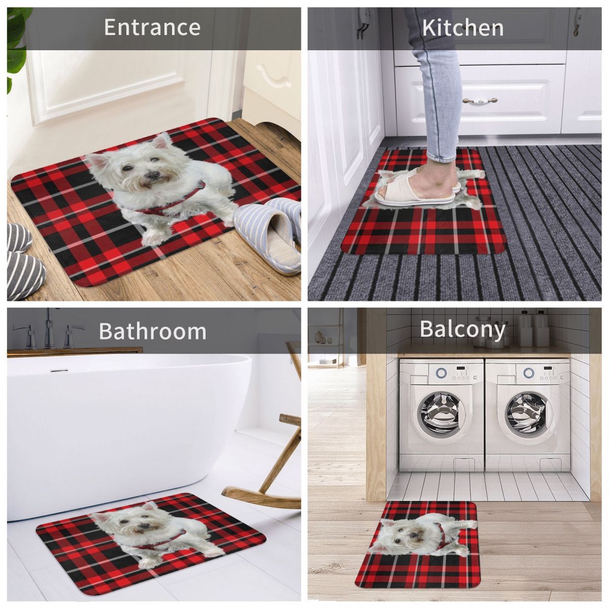 West Highland Terrier Hond Leuke Puppy Deurmat Badkamer Welkom Polyeste Ingang Balkon Mat Anti-Slip Vloer Tapijt Voet Pad