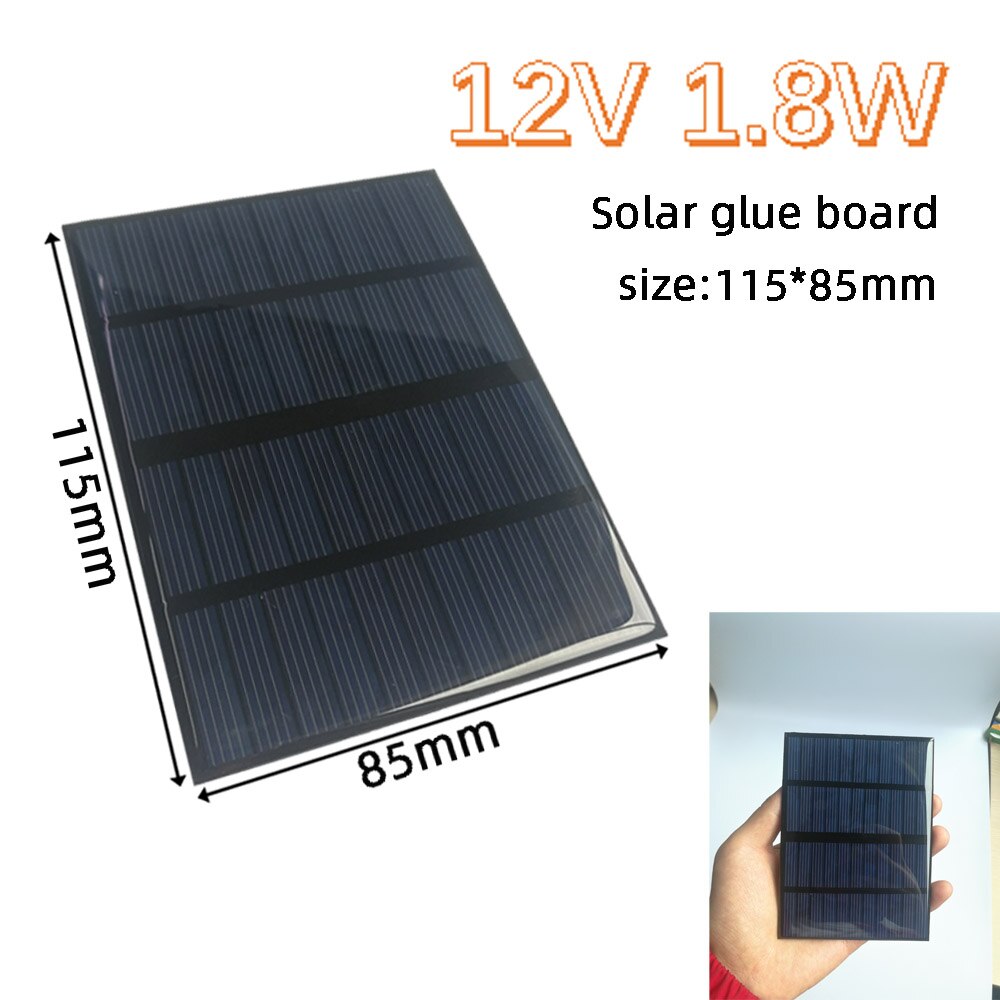 Solar Panel 0.2W 1W 1.2W 1.38W 1.4W 1.5W 1.8W Solar System For DIY Battery Cell Phone Chargers DIY toy LED light 5V 5.5V 6V 12V: 12V 1.8W