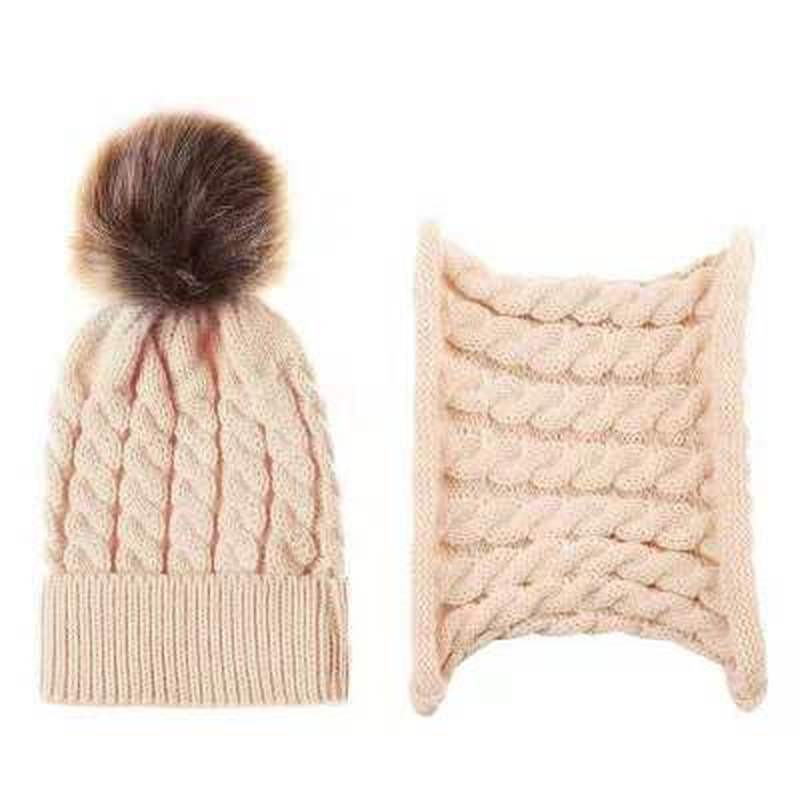 Kindermuts sjaal set combinatie jongens en meisjes mooie dikke stijl herfst winter warme gebreide wollen muts en halsdoek