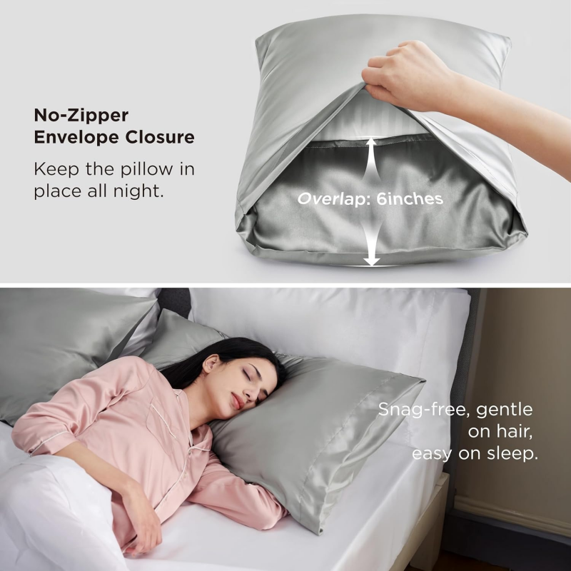 2Pcs/Set Satin Pillowcase Soft Breathable Smooth Cooling Pillow Covers for Sleeping Care Skin and Hair