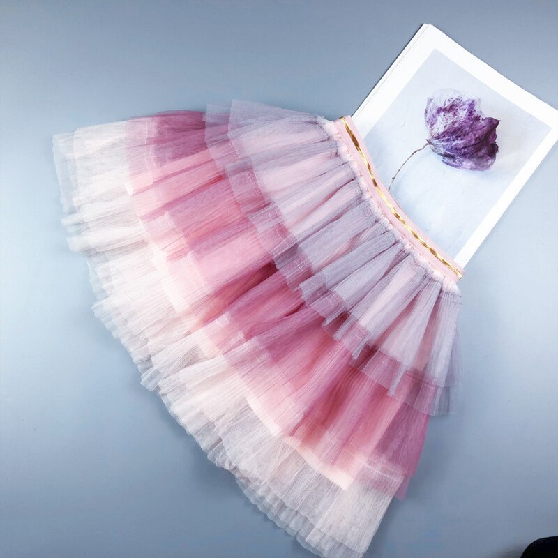 Jupes arc-en-ciel âge pour 3 - 10 ans bébé filles tulle tutu jupes automne enfants vêtements petites filles dentelle à volants jupe colorée