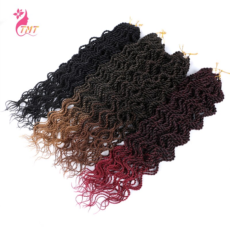 18 "pelo trenzado rizado senegalés Twist trenzas cabello ombré ondulado senegalés Twist pelo sintético del pelo de extensión de trenza de cabello 15 raíces