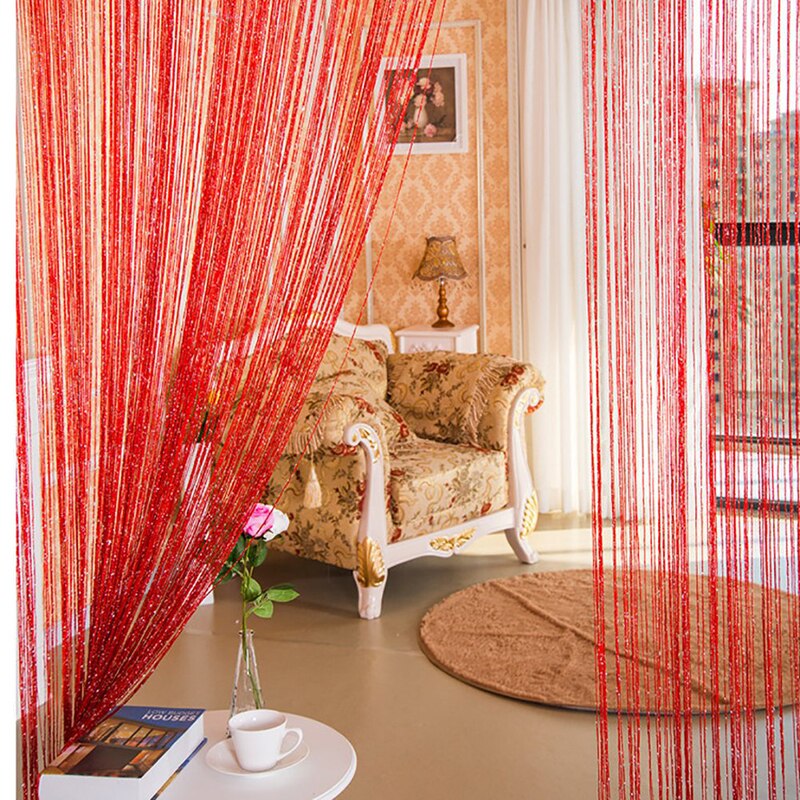 Glitter franja cortina de corda brilhante borla flash prata linha string cortina painel da janela quarto divisor tela voar porta pendurado