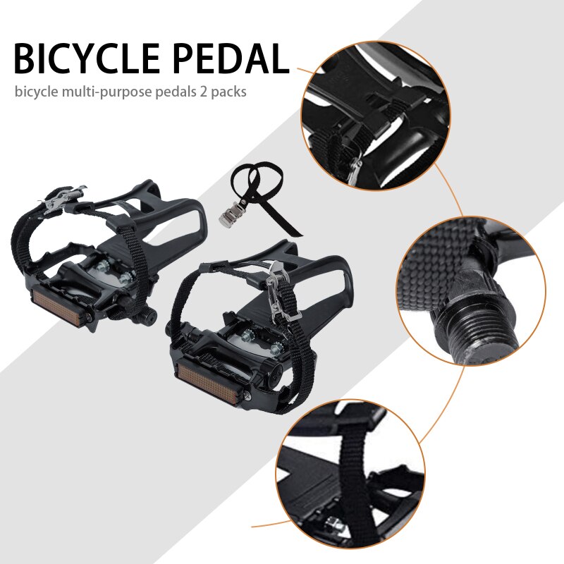 Cykelpedaler spinningcyklar för fitnessövningar med tåklämmor och bälten för utomhusridning inomhus cykelpedaler