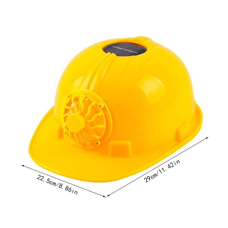 Yellow Solar Powered Cooling Fan Safety Helmet Work Hard Hat Cap Head Protect