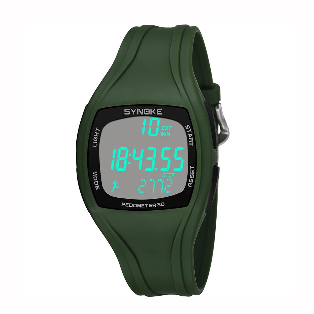 Sport Horloge Synoke Calorie Stappenteller Chronograph Outdoor Elektronische Digitale Horloges 50M Waterdicht Montre Reloj Relogio Klok: Army Green