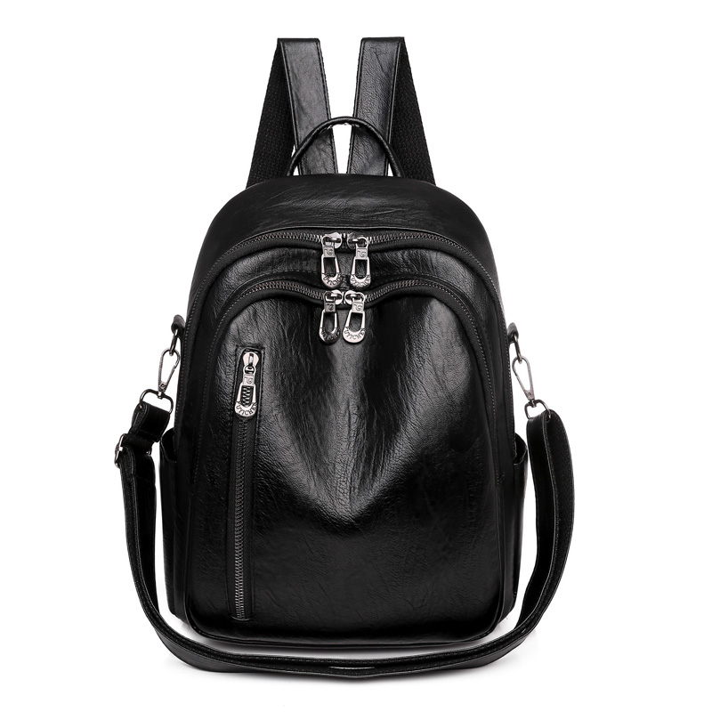 Miękki skórzany plecak dwufunkcyjny dla kobiet 2024 nowa codzienna torba podróżna o dużej pojemności, wszechstronna i wysokiej klasy mała ba: Black