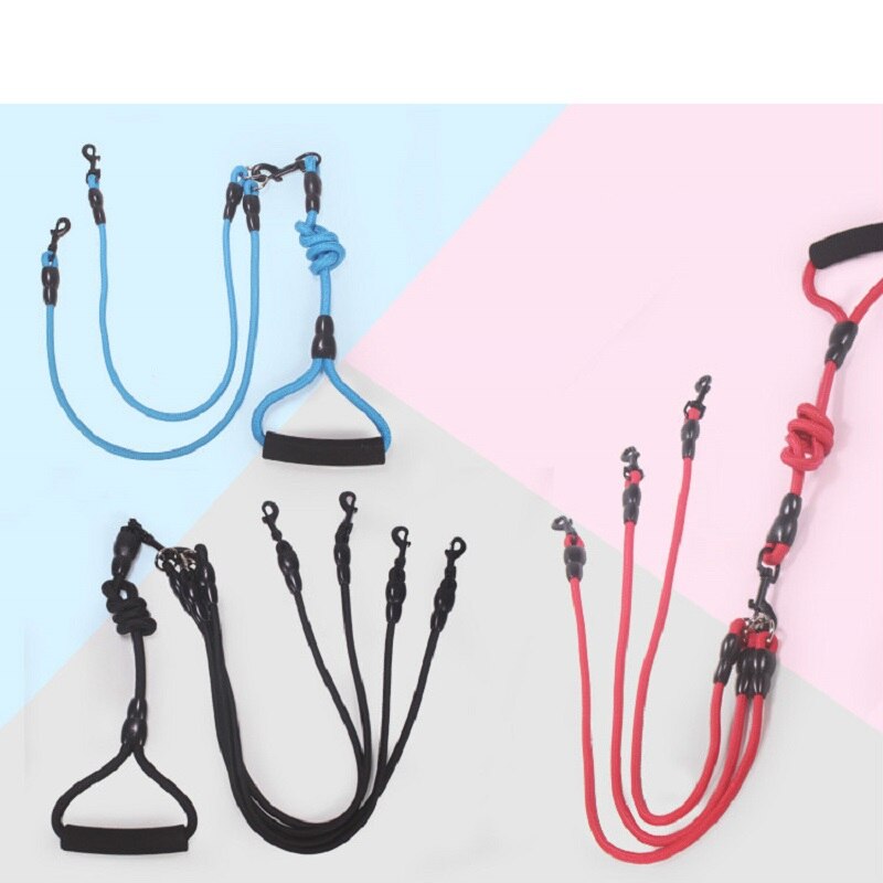 Nylon Two Three four dogs Leash Detachable Pet Lead Climbing foam handle 1 leash for 2 or 3 or 4 Dogs Small Dog traction rope