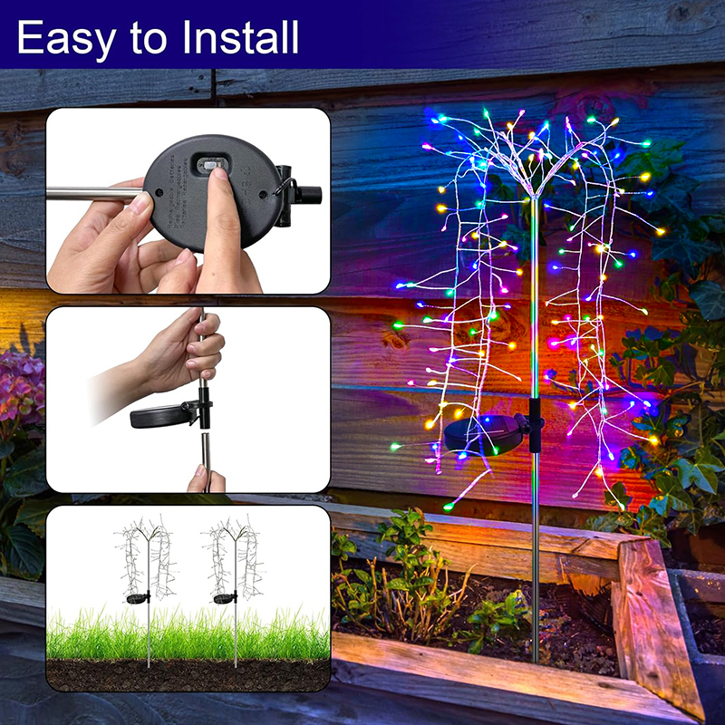 Światła solarne doprowadziło w kształcie fajerwerków, wodoodporne, dekoracje świąteczne, lampki solarne robić ogrodu, na podwórko, ścieżkę, ulicę.