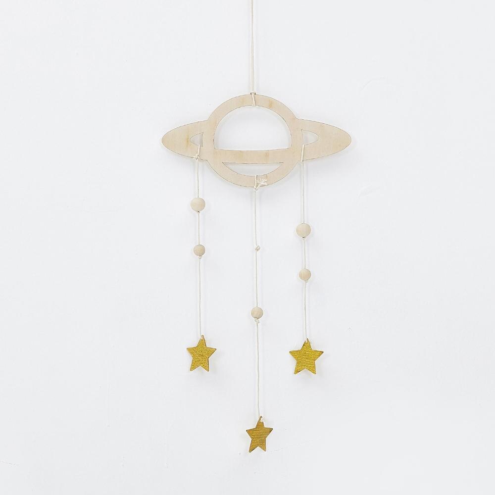 Pare-choc de décoration de chambre de bébé, Style nordique INS, pendentif de photographie en bois, nuage, étoile, goutte de pluie: star-gold