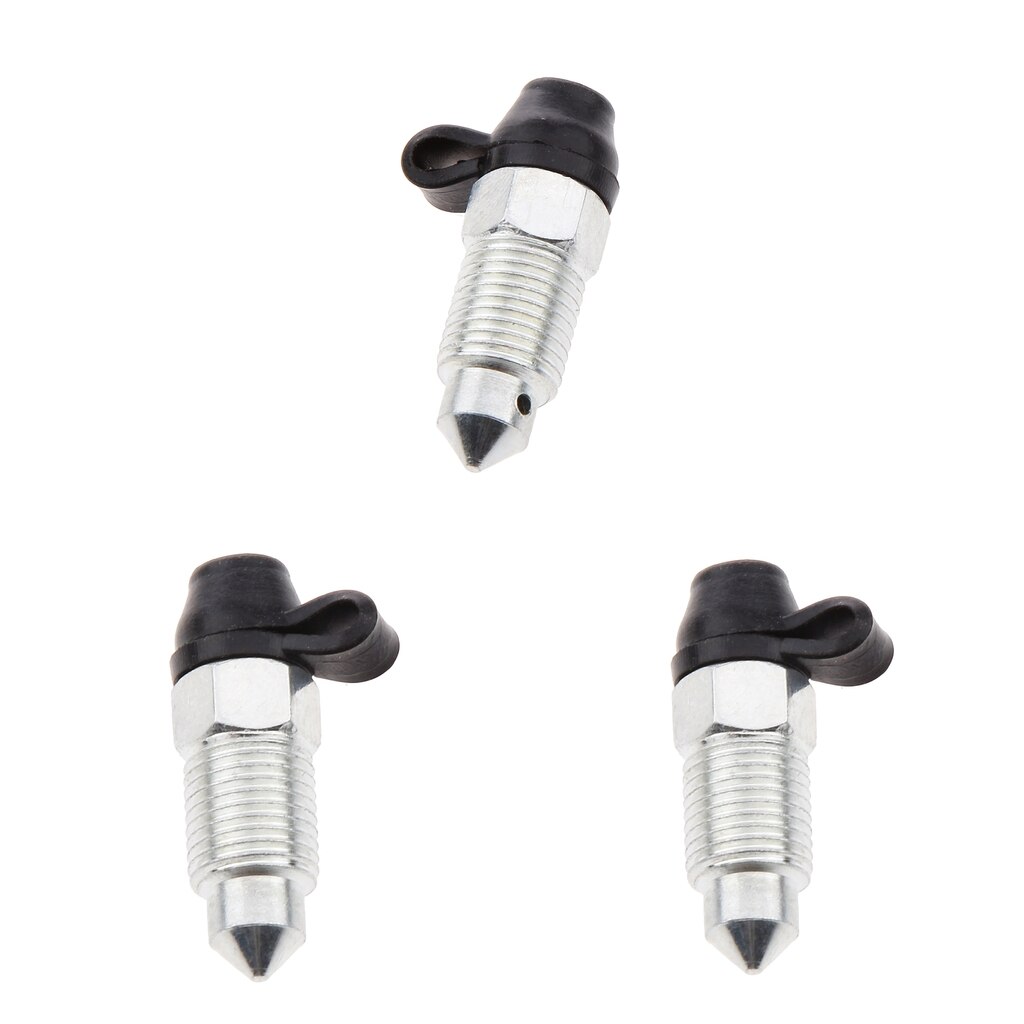 3-pack Motorcycle Brake Caliper M10 X 1mm Bleed Screw , Silver