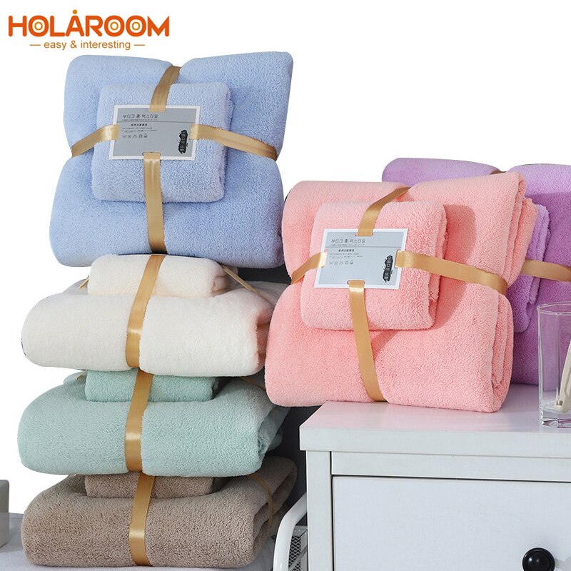 1 einstellen Luxus Super Weiche Handtuch einstellen Hohe saugfähig Schlecht Handtuch + Gesicht Handtücher Solide Farbe Schlecht Handtücher für Erwachsene korallen Vlies