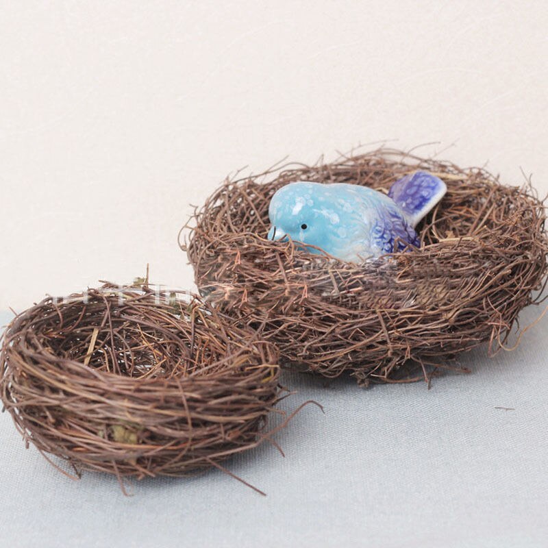 1PC Cute Handmade Vine Brown Bird Nest House Nature Craft Home Decoration