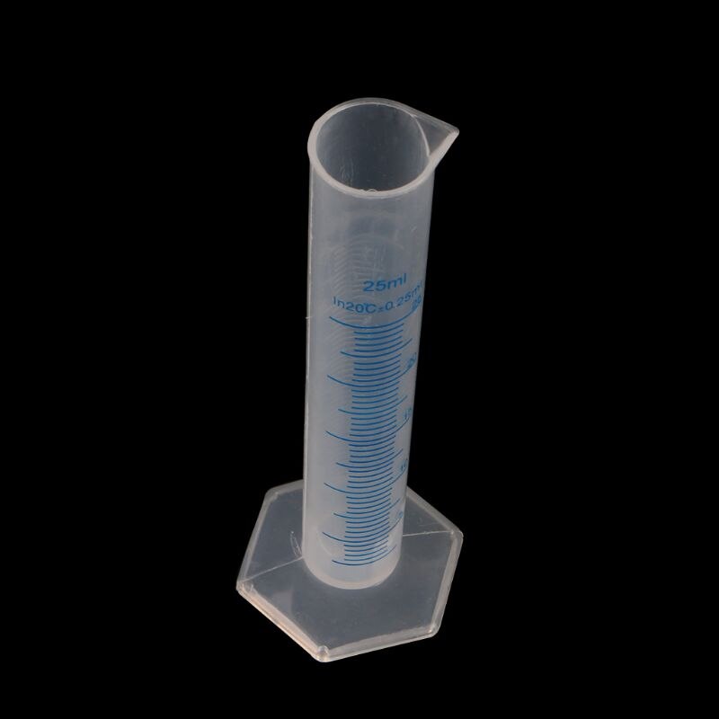 25ml Laboratory Liquid Trial Test Tube Jar Tool Plastic Measuring Graduated Cylinder