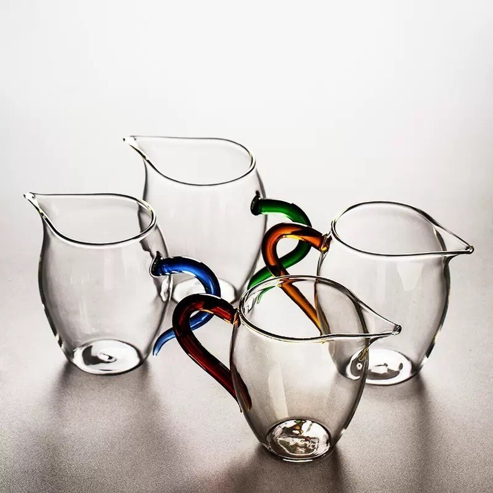Color handle thickened fair cup heat-resistant glass tea dispenser Linglong Gongfu teacup tea ceremony accessories