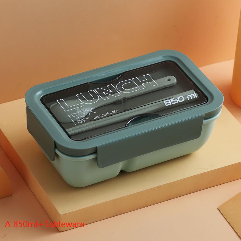 Lunch Box for Students and Office Workers with Tableware Can Be Heated By Microwave Oven Bento Lunch Box Snack Container: A2