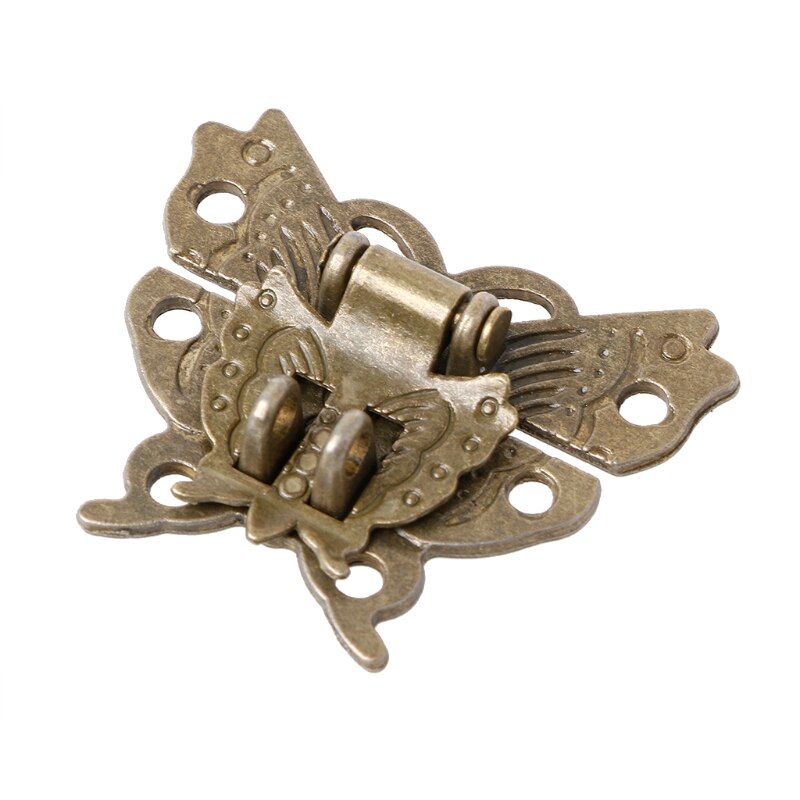 Cerradura antigua aldaba de bronce mariposa caja de madera Mini gabinete hebilla cerraduras 45x37mm