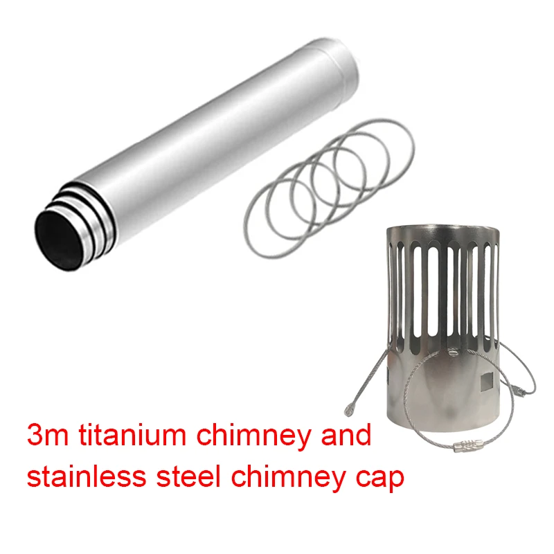 Portable 2.5m Titanium Chimney + Stainless Steel Chimney Cap Kit Tent Stove Accessories Outdoor Camping Wood Stove DIY Tube: Default Title