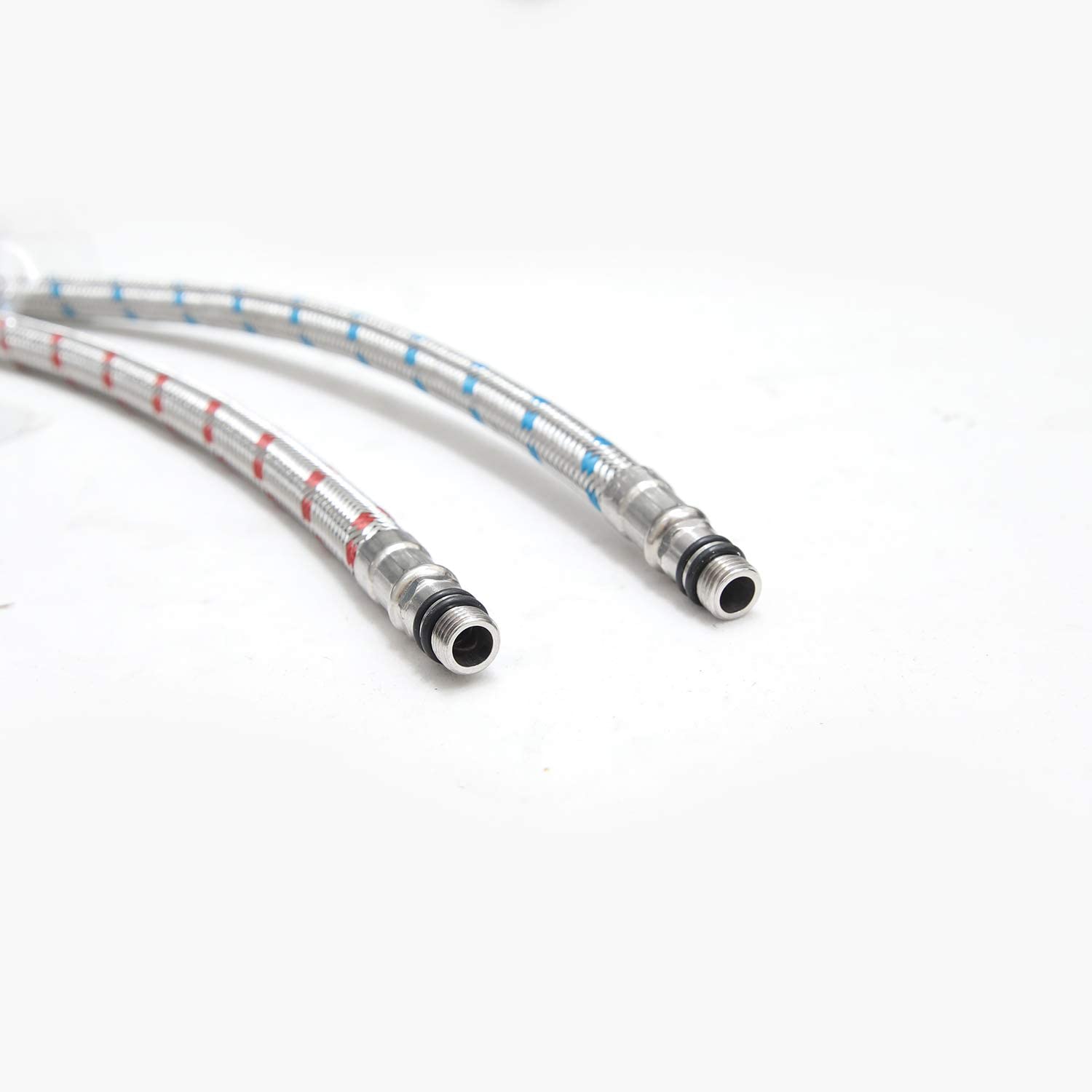 40/60/80cm Long Bathroom Kitchen Faucet Connector Braided Stainless Steel Supply Hose 1/2" Female Compression Thread 2pc/set