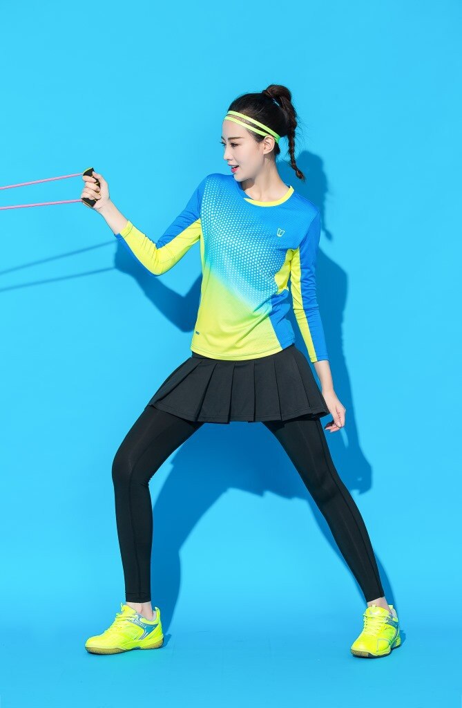 Traje de bádminton para mujer Culottes ropa de secado rápido traje deportivo de manga larga