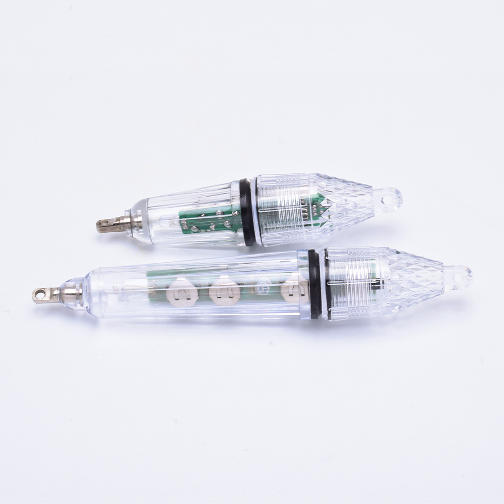 1 led blinkende fiskelampe med begge ender, fiskelampe, fiskelampe, undervandslys, fiskeopsamler