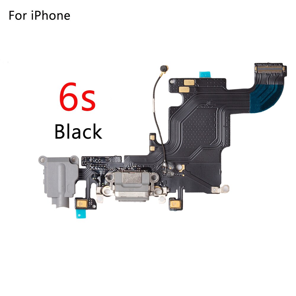 Iphonelle 6g 6 6s plus 5g 5c 5s se latausportti telakointiliitin kuulokkeiden ääniliitäntä+ mikrofonin joustokaapelin vaihto: 6s mustalle