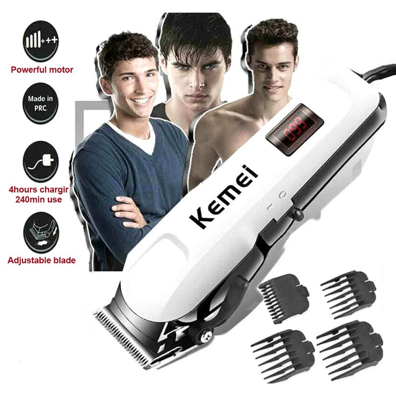 Kemei KM-809A Multi-function Hair Trimmer Rechargeable Sharp Hair Clipper Waterproof Washable Man Cordless Hair Clipper