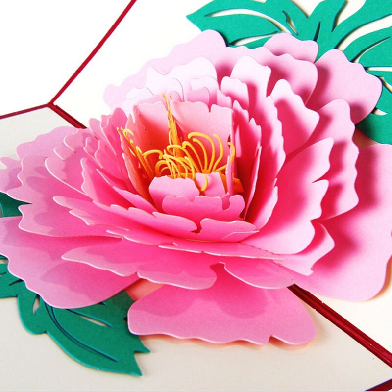 Cartes de vœux Pop Up en 3D | Pivoine, pour anniversaire, saint valentin, fête des mères, noël