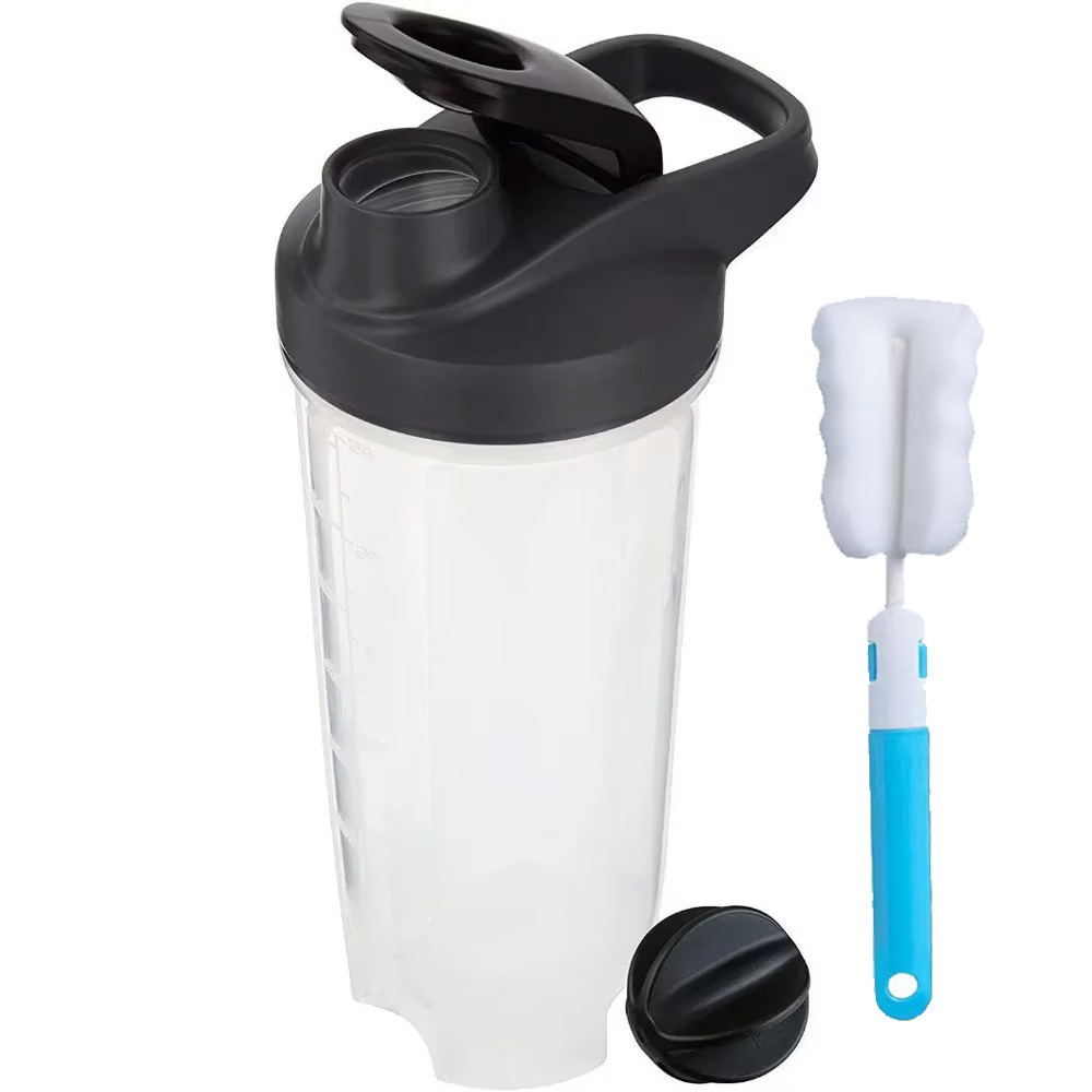 Bouteilles Shaker de 28 oz pour shakes protéinés, tasses Shaker avec fouet mélangeur à bille, bouteille Shaker avec poignée, voyage à emporter: Gris clair