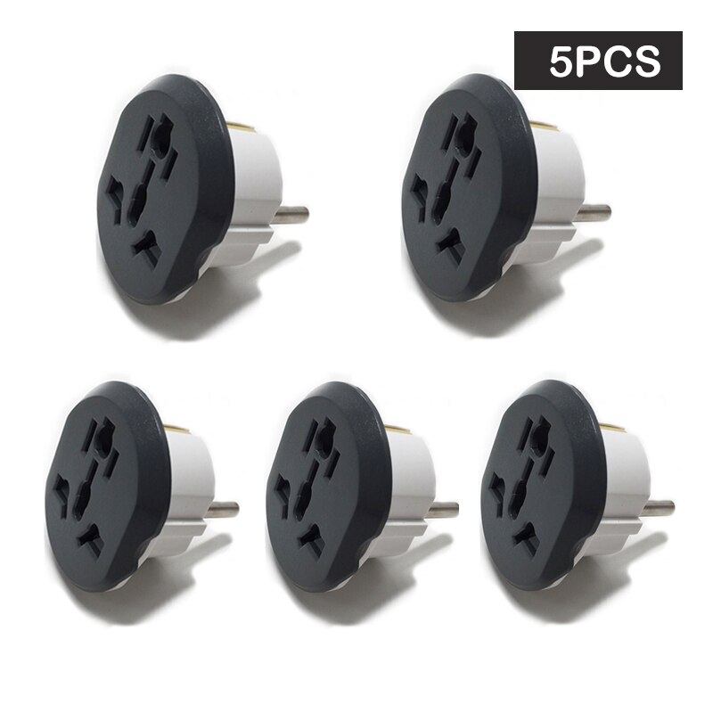 Auktion eu adapter 16a elektriske stik us uk au til eu stik universal strømskinne stik konverter euro  ac 220v til hjemrejse: 5 stk sort