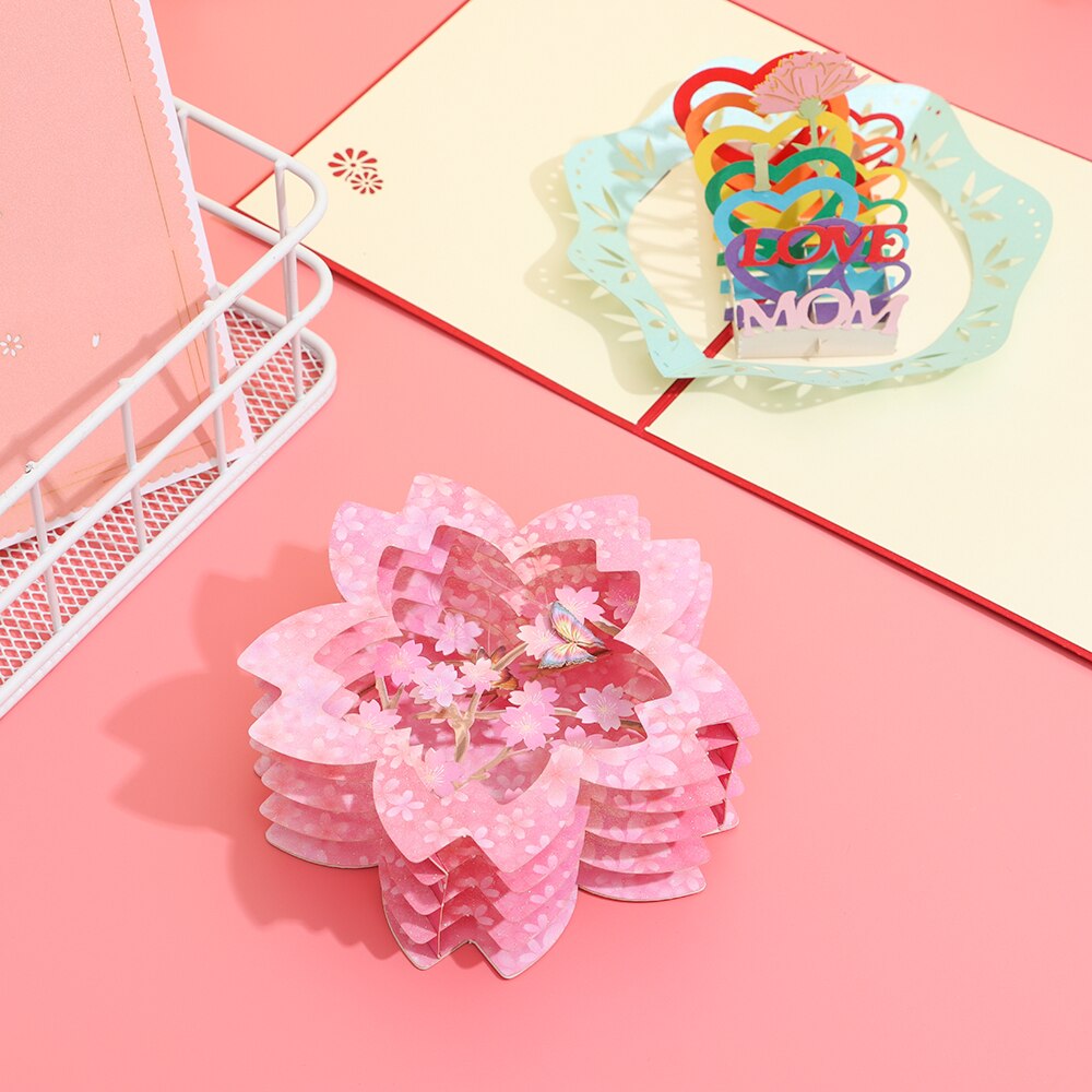 1PC 3D Flower Pop-Up Greeting Card Flora for Birthday Mother Father's Day Graduation Wedding Anniversary Blessing Supplies
