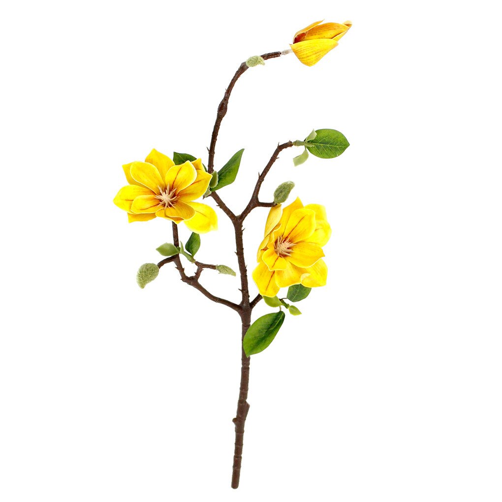 3-head Artificial Flower Branch Simulation Flower Bouquet with Leaves Home Office Floral Decor: 02