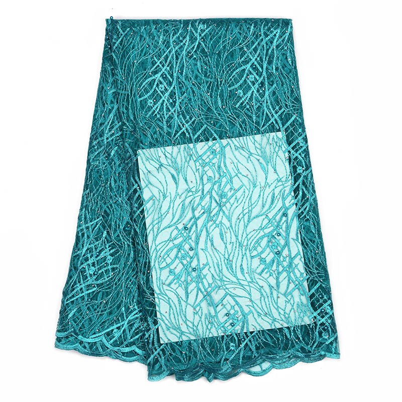 Koronka haftowana francuska koronka z afrykańską koronką tkanina ślubna z francuskiej koronki: Zielony