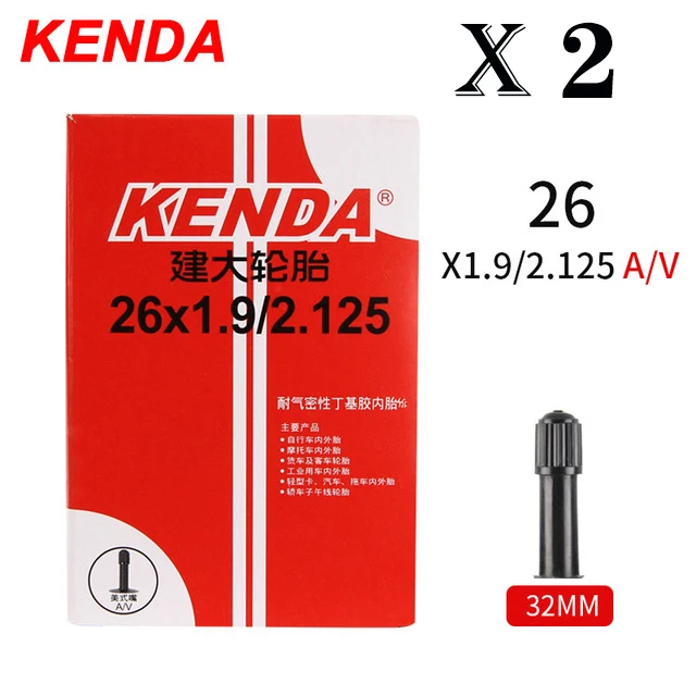 Tubo interno de bicicleta kenda, 2 peças, 20/26/27.5/29/700c/23c schrader presta borracha butílica mtb tubo de bicicleta de estrada pneu interno peças de bicicleta