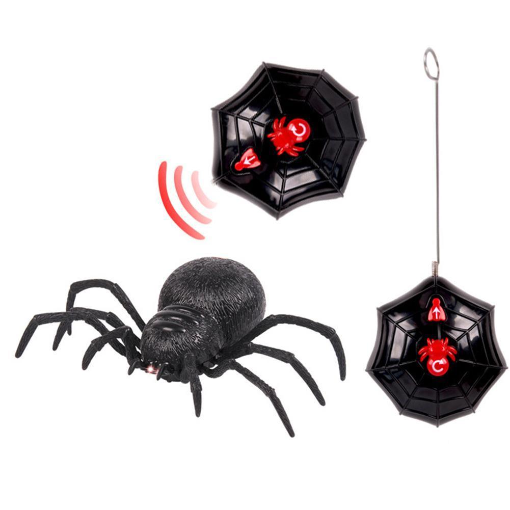 Electronic pet Remote Control Simulation tarantula RC Spider Eyes Shine Halloween Scary Toy smart black Tricky Prank V2C3