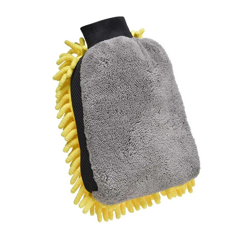 1/5pcs Car Washing Gloves Waterproof Microfiber Chenille Gloves Car Cleaning Mitt Detailing Brush Auto Care Double-faced Glove: XS / COLORLESS