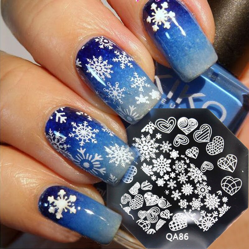 1 Stks Kerst Nail Stempelen Platen Sneeuw Hart Afbeelding Stempelen Nail Art Manicure Template Diy Nail Stempel Gereedschap