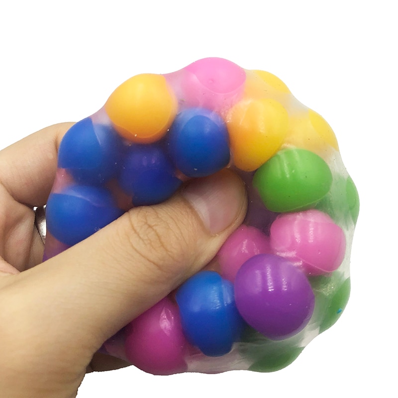 Squeeze Ball Toy DNA Colorful Beads Relieve Stress Hand Exercise Tool for Kids / Adults Random Color