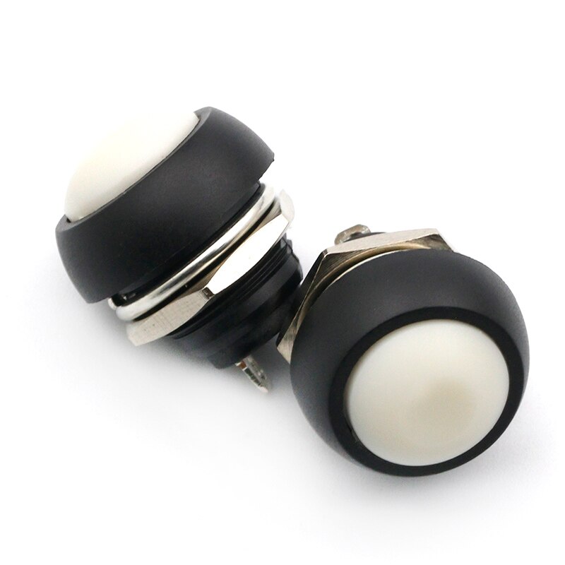 12Mm PBS-33B Waterdichte Momentary Aan Uit Drukknop Swithch Mini Ronde Schakelaar: WHITE