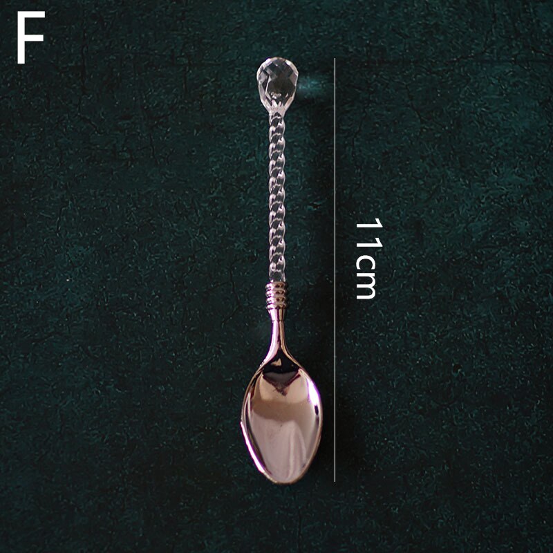 Retro Coffee Spoon Sugar Tea Dessert Cake Spoons Carved Ice Cream Teaspoon Alloy Teaspoon Cutlery Accessories Kitchen Tool: F