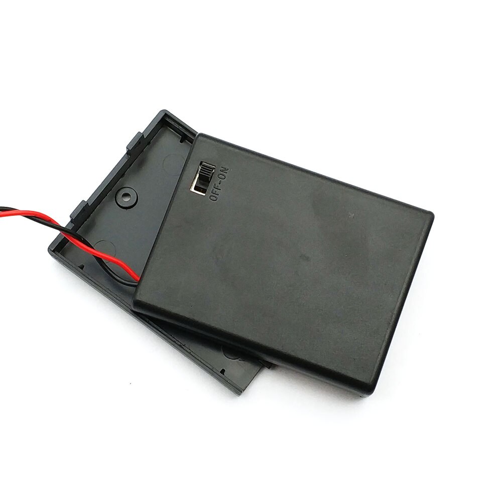 Plastic 4 * Aaa Batterij Srorage Doos Houder 4 Stuks Aaa Batterijen Geval Met Een Deksel & On/ uit Schakelaar Black Digitale