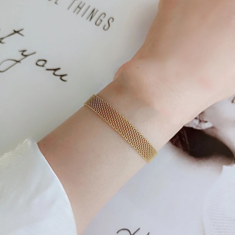 2022 nuova collana con cintura a maglie di tendenza per donna girocollo in rete di metallo in acciaio inossidabile dorato sul collo a catena gioielli Goth collare da donna regalo: Bracelet Gold