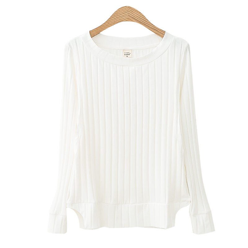 Borstvoeding Katoen Tee Borstvoeding Kleding Side Slit T-shirt Moederschap Lange Mouw Verpleging Kleding Top M-XXL: WHITE / M