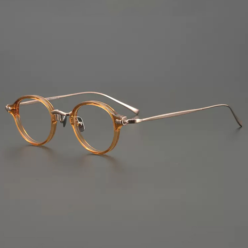 Montura de gafas de titanio de acetato Vintage para hombre, montura de gafas pequeña redonda ultraligera, gafas de de lujo de para mujer: Rojo