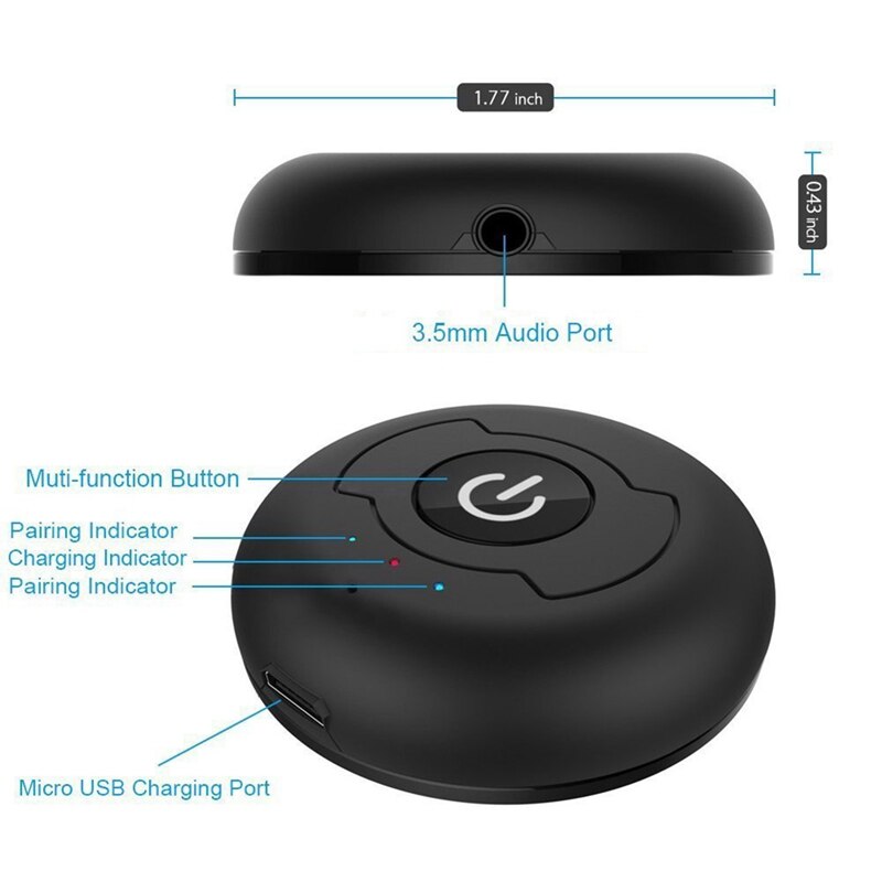 Multipoint Bluetooth 5.0 Audio Transmitter for TV PC Connect 2 Headphones 3.5Mm AUX Low Latency Stereo Wireless Adapter