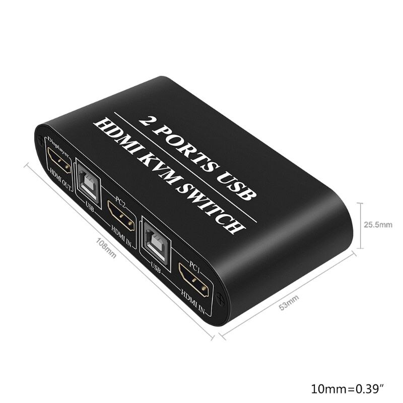 4K Kvm Switch 2-Poort Usb Handmatige Switcher Box Toetsenbord Muis Splitter