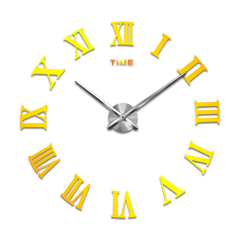 STICKER WALL Watch Clock stickers super large mirror acrylic DIY clock Roman living room bedroom wall mounted clock: D